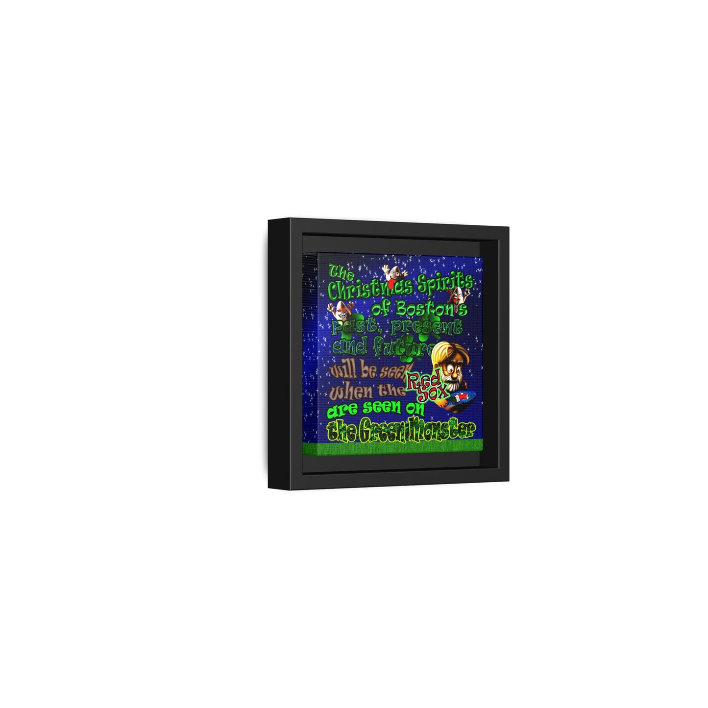 christmas spirits of boston - framed canvas art ('snoops' background)