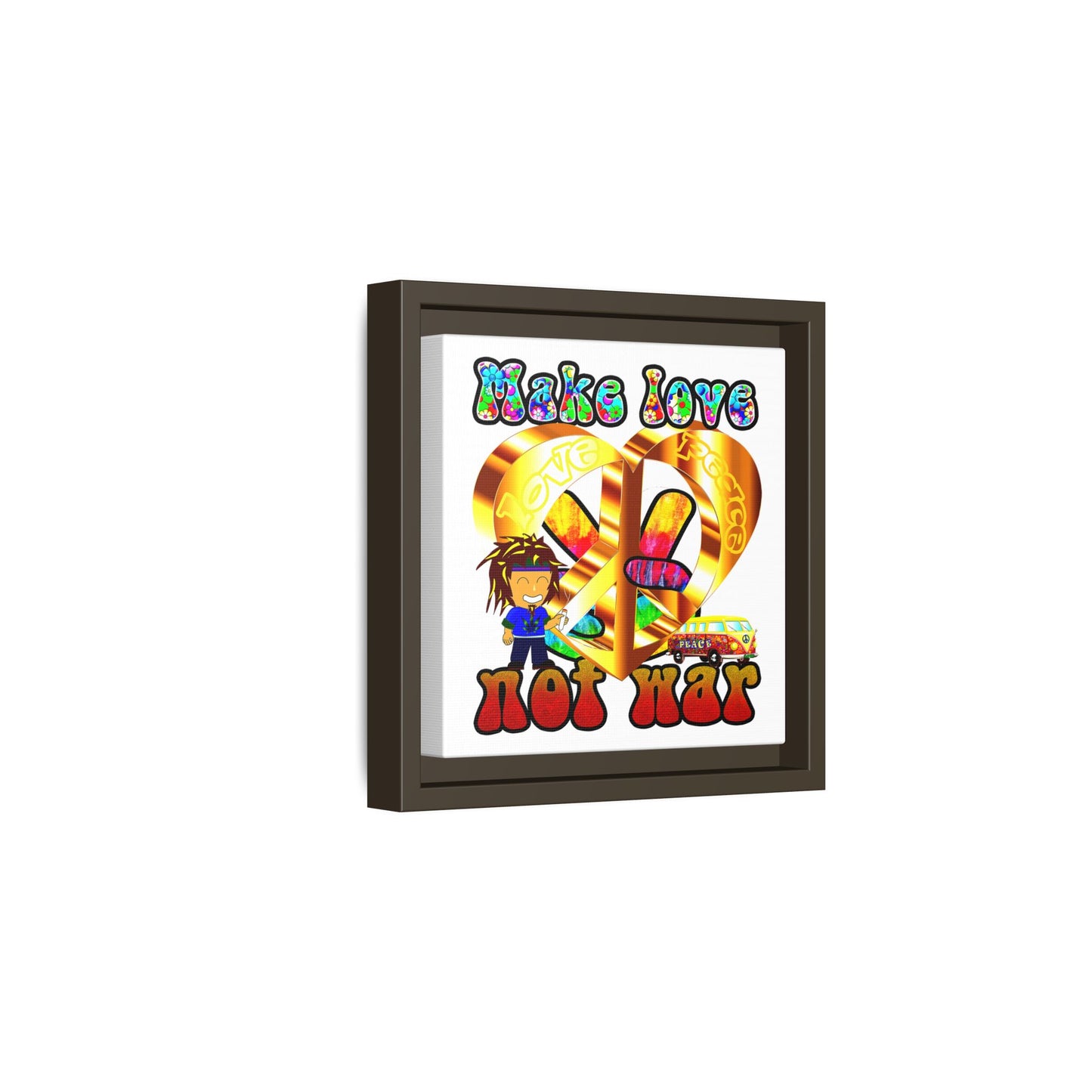 love peace - framed canvas art (white)