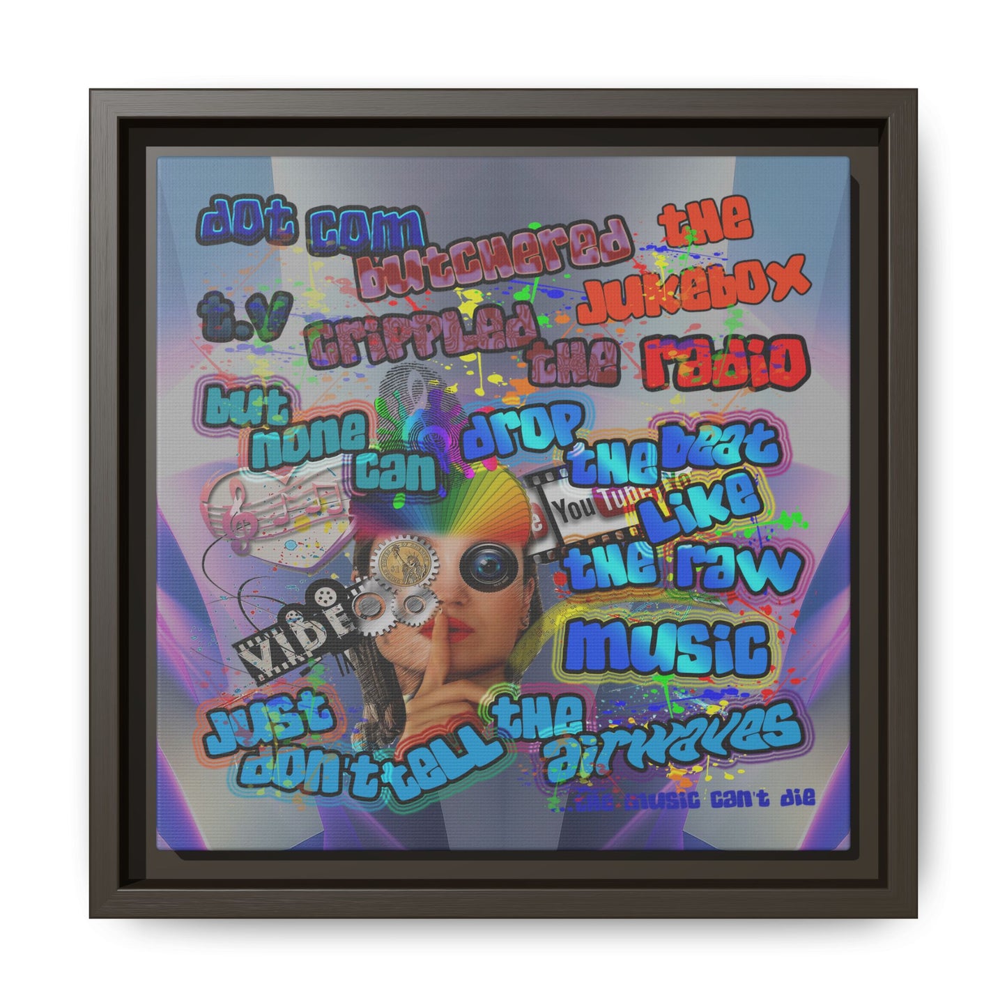drop the beat - framed canvas art (grey-pink wave)