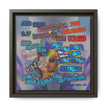 drop the beat - framed canvas art (grey-pink wave)