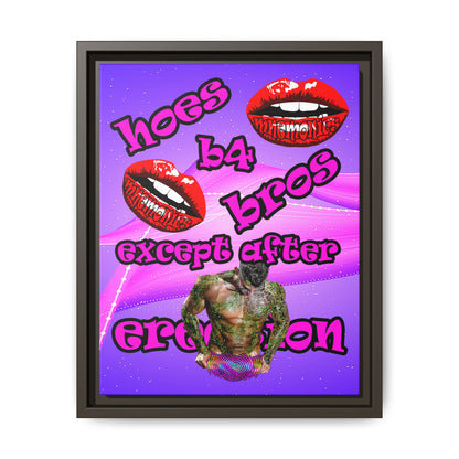 hoes b4 bros - framed canvas art (purple-pink wave)