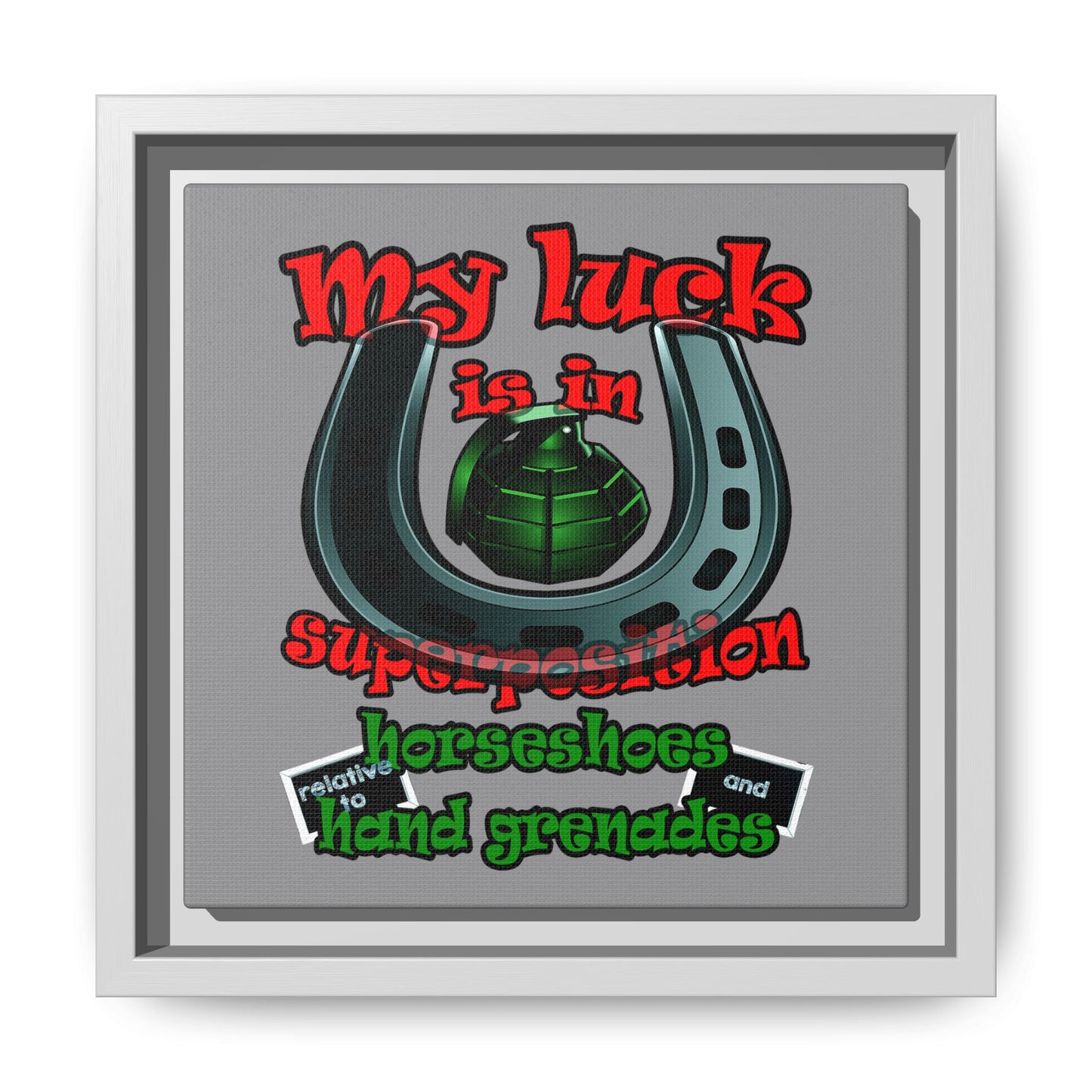 my luck - framed canvas art (grey)