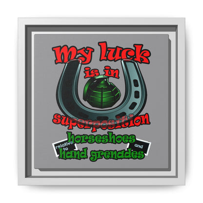 my luck - framed canvas art (grey)