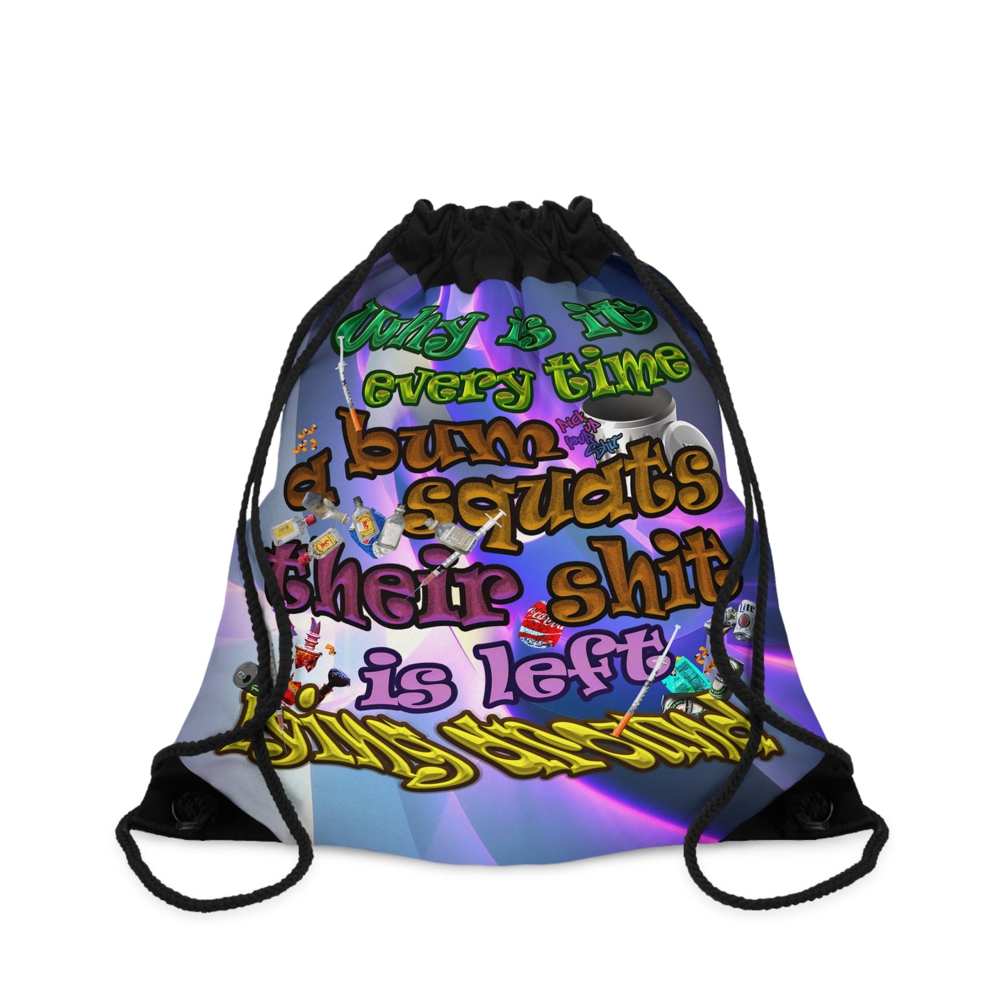 the bum's shit - Drawstring Bag (grey-pink wave)