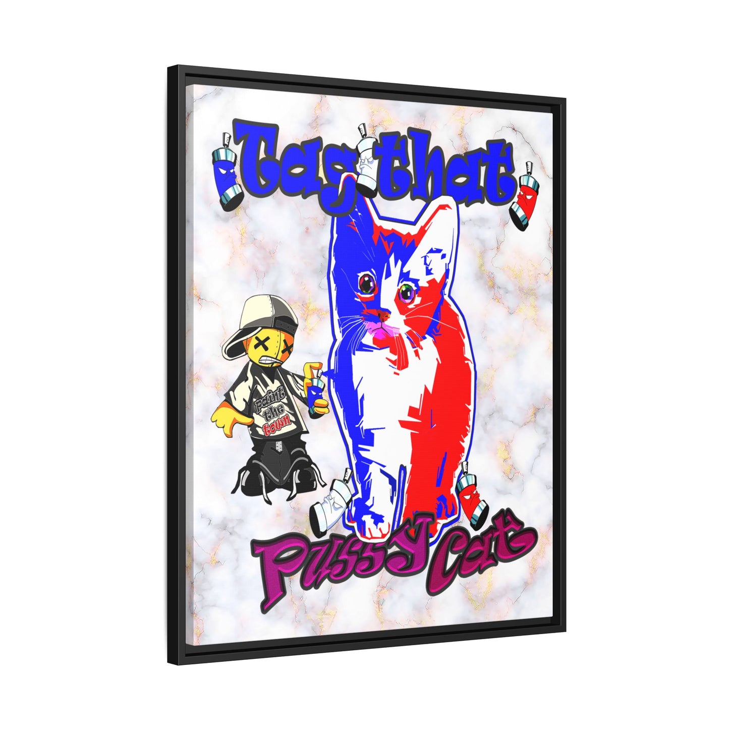 tag that - framed canvas art (white marble)