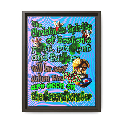 christmas spirits of boston - framed canvas art (light blue-purple wave)