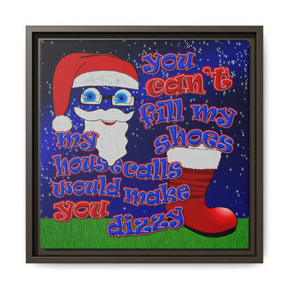 santa's shoes - framed canvas art ('snoops' background)