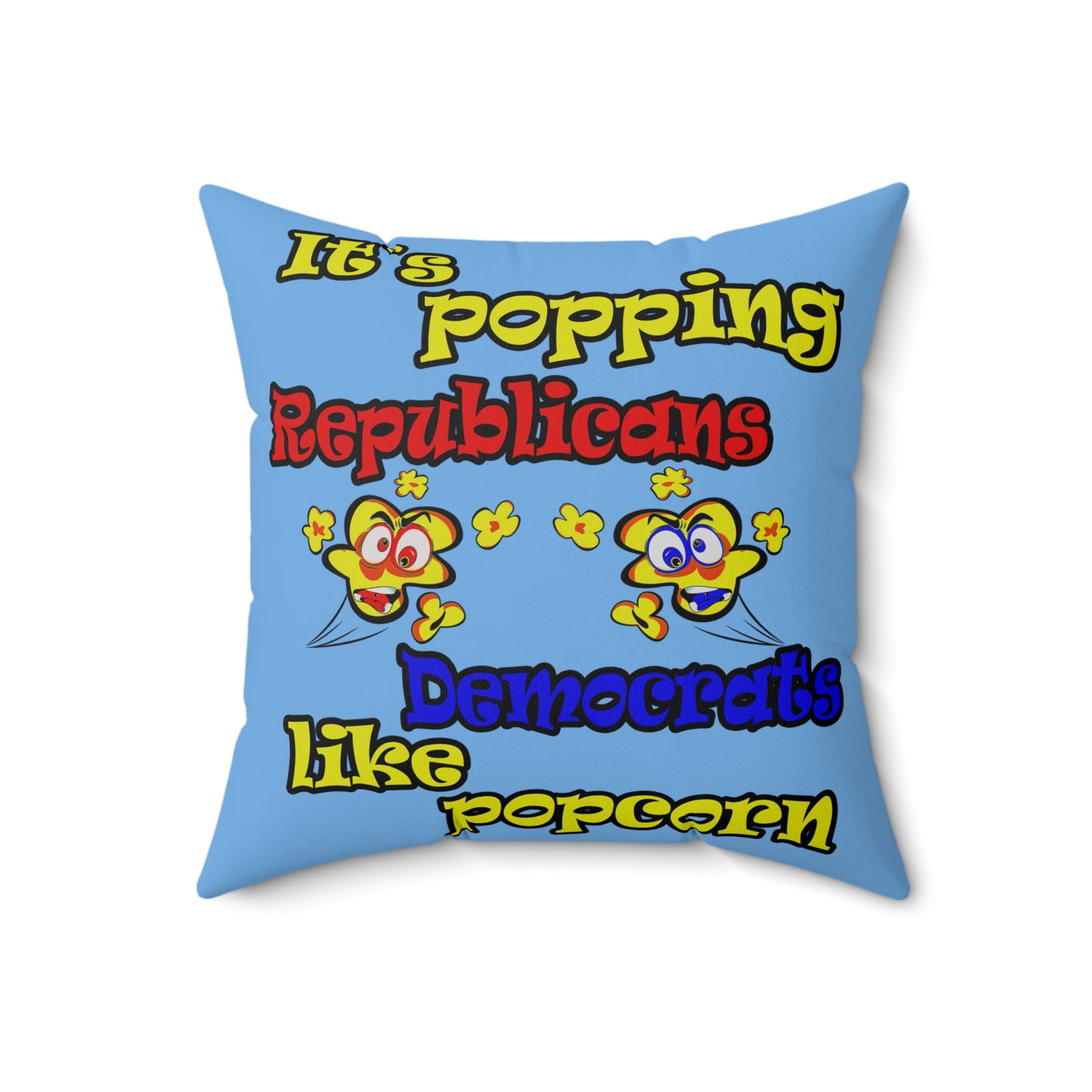 popping like popcorn - Spun Polyester Square Pillow - (light blue)