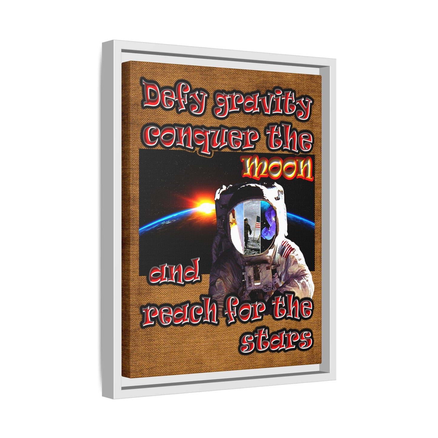 defy conquer reach - framed canvas art (brown papyrus)