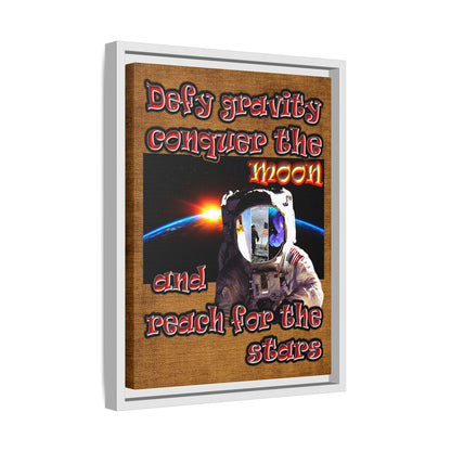 defy conquer reach - framed canvas art (brown papyrus)