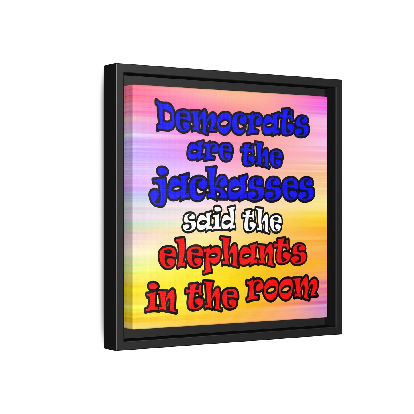 donkeys and elephants - framed canvas art (color blur)