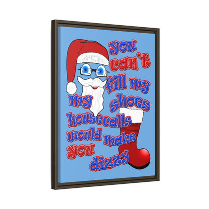 santa's shoes - framed canvas art (light blue)