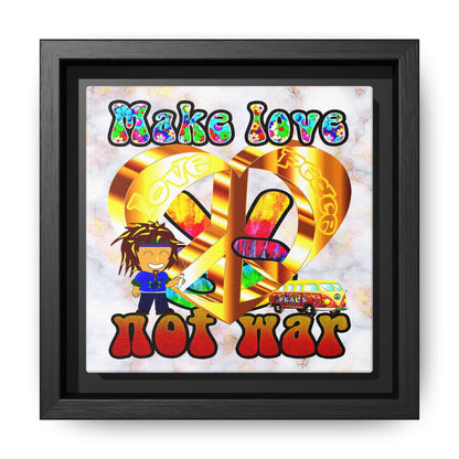 love peace - framed canvas art (white marble)