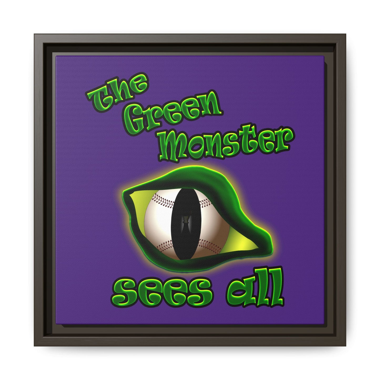 green monster - framed canvas art (purple)