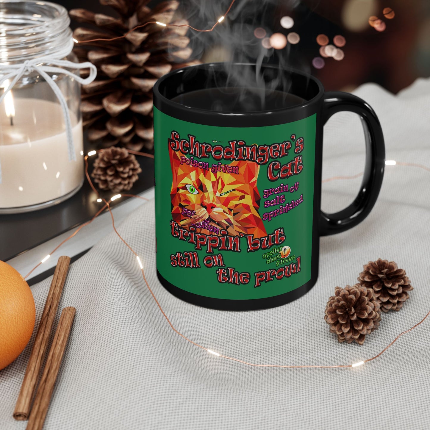 schrodinger's cat - Black Mug (dark green)