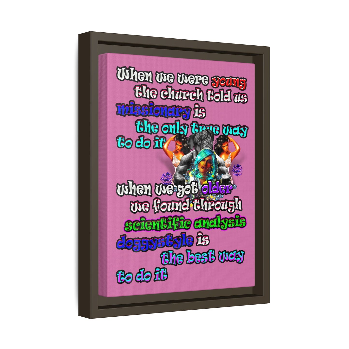 doggystyle - framed canvas art (light pink)