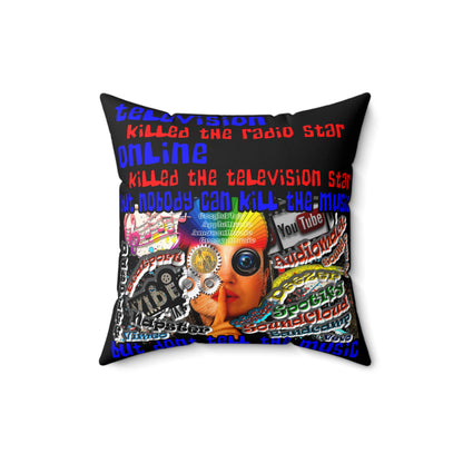 don't tell the music - Spun Polyester Square Pillow - (black)