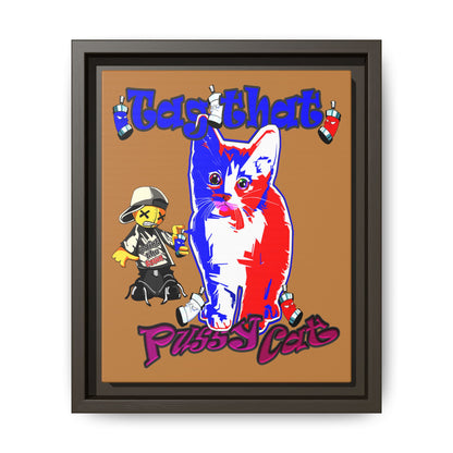 tag that - framed canvas art (light brown)