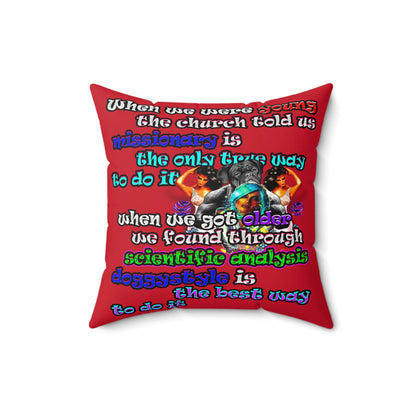 doggystyle - Spun Polyester Square Pillow - (dark red)