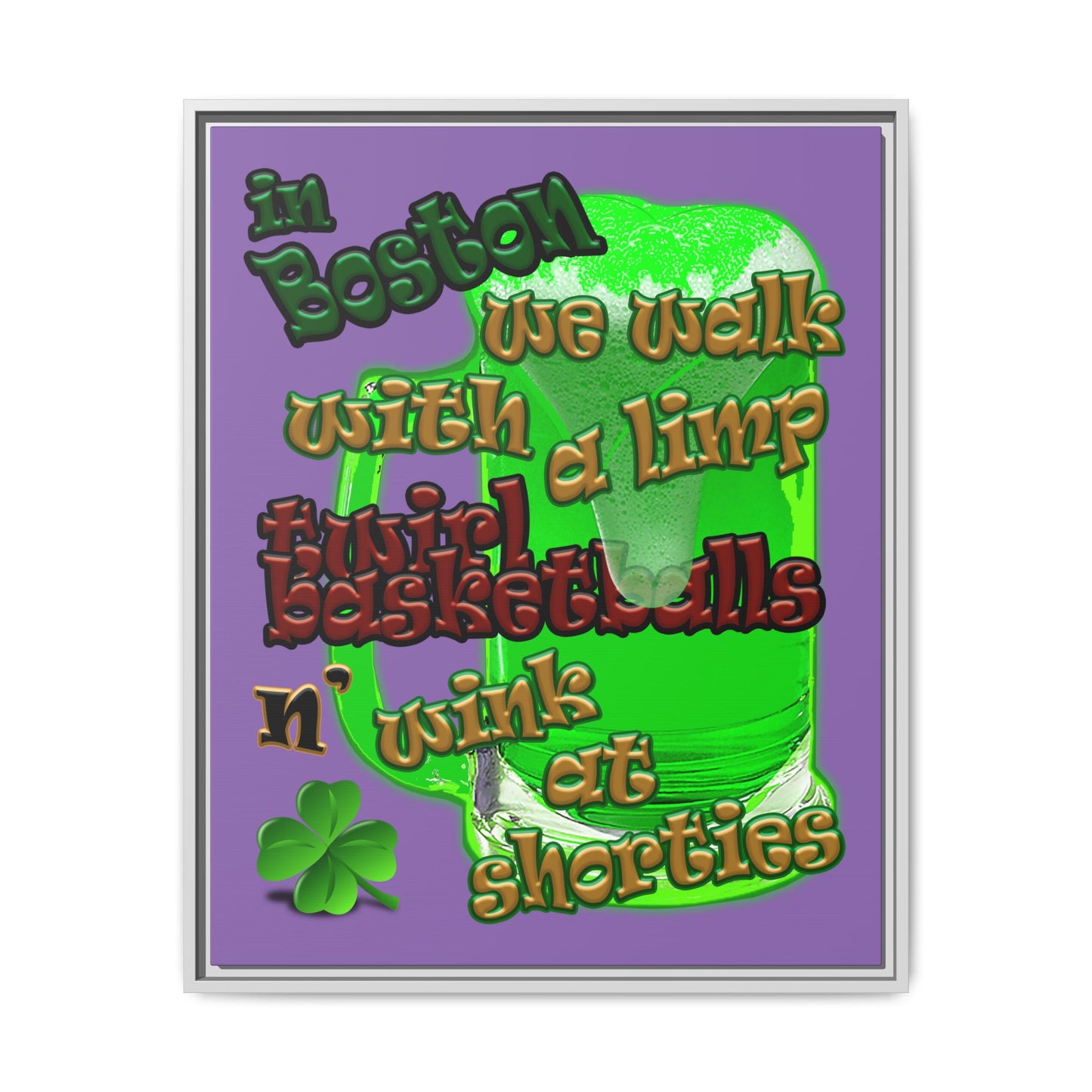 celtics logo - framed canvas art (light purple)