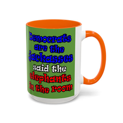 donkeys and elephants - Accent Mug (green)