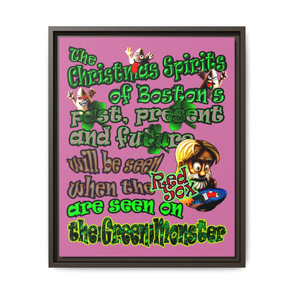 christmas spirits of boston - framed canvas art (light pink)
