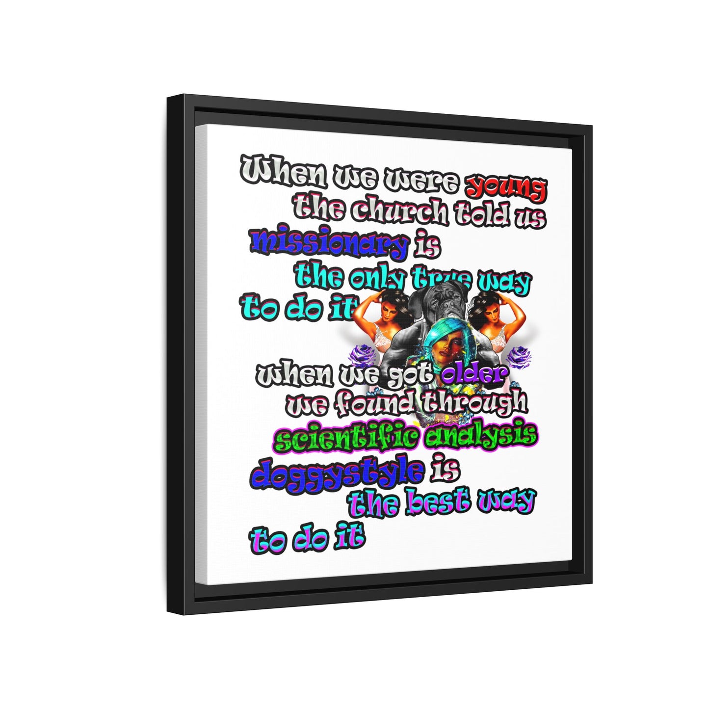 doggystyle - framed canvas art (white)