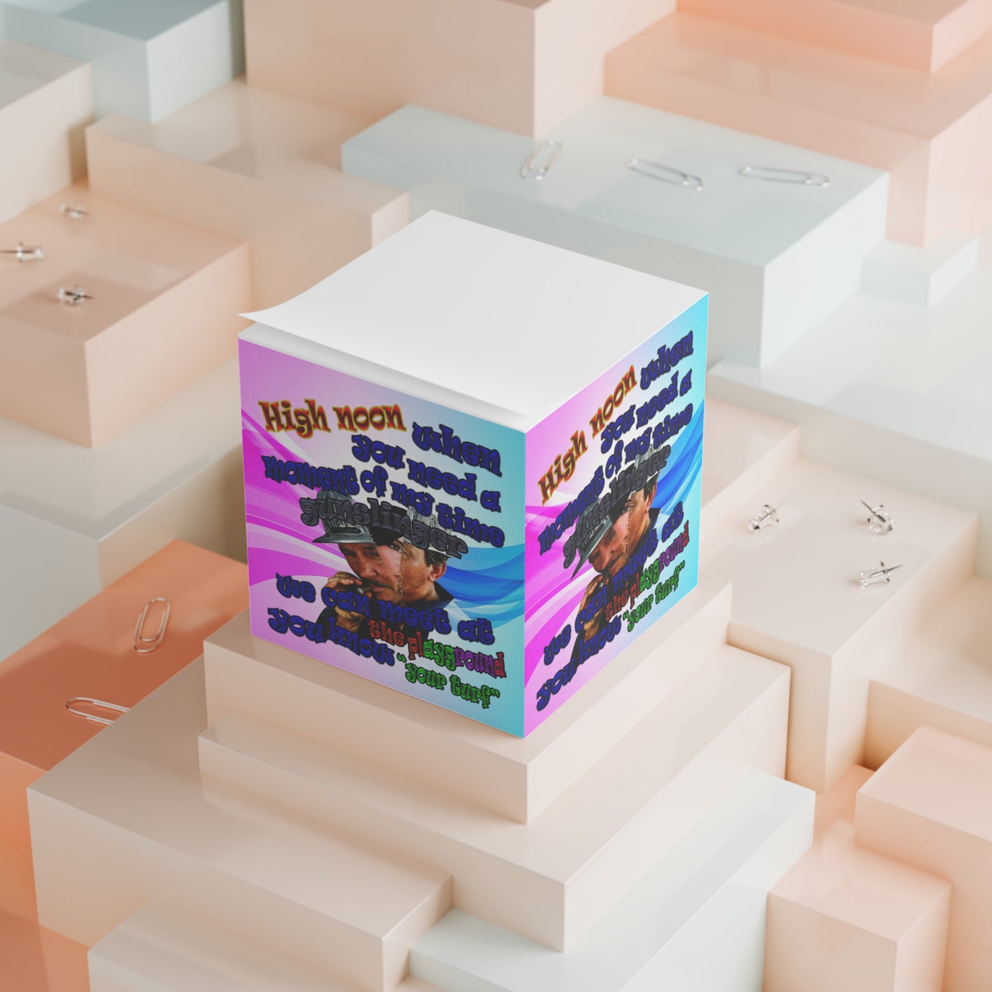 high noon - note cube (light blue-pink wave)