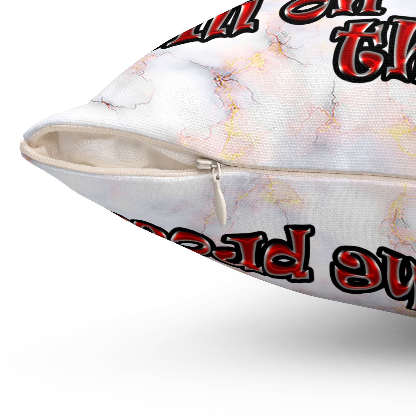 schrodinger's cat - Spun Polyester Square Pillow - (white marble)