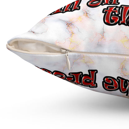 schrodinger's cat - Spun Polyester Square Pillow - (white marble)
