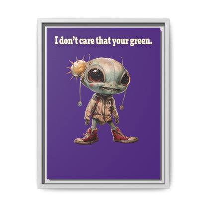 I don't care that your green - framed canvas art (purple)