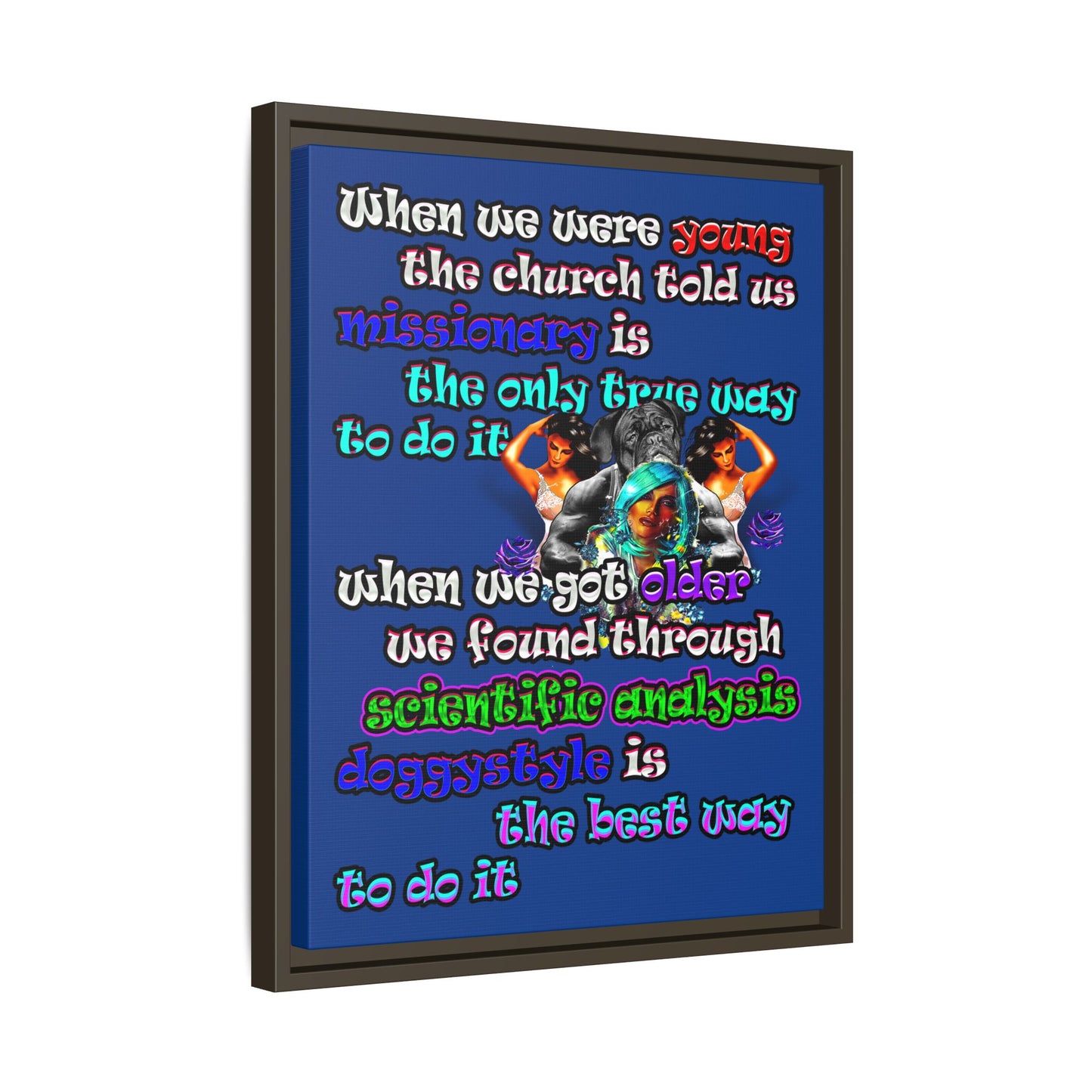 doggystyle - framed canvas art (dark blue)