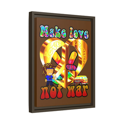 love peace - framed canvas art (brown)