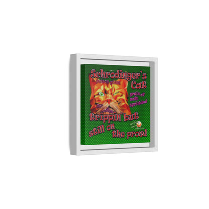 schrodinger's cat - framed canvas art (logo green)