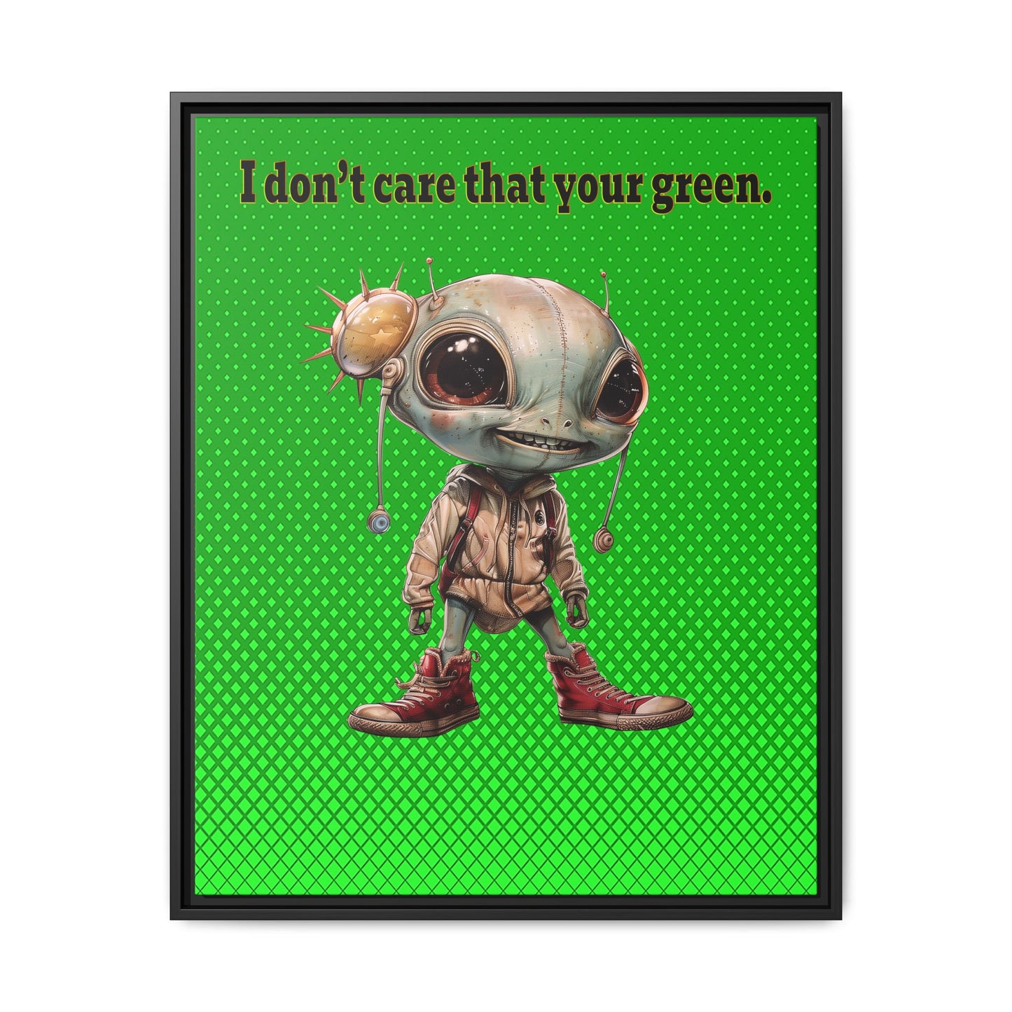 I don't care that your green - framed canvas art (logo green)