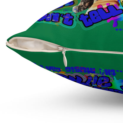 drop the beat - Spun Polyester Square Pillow - (dark green)