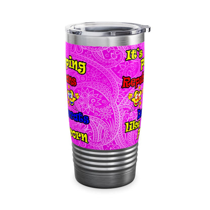 popping like popcorn - Ringneck Tumbler, 20oz (pink swirl)