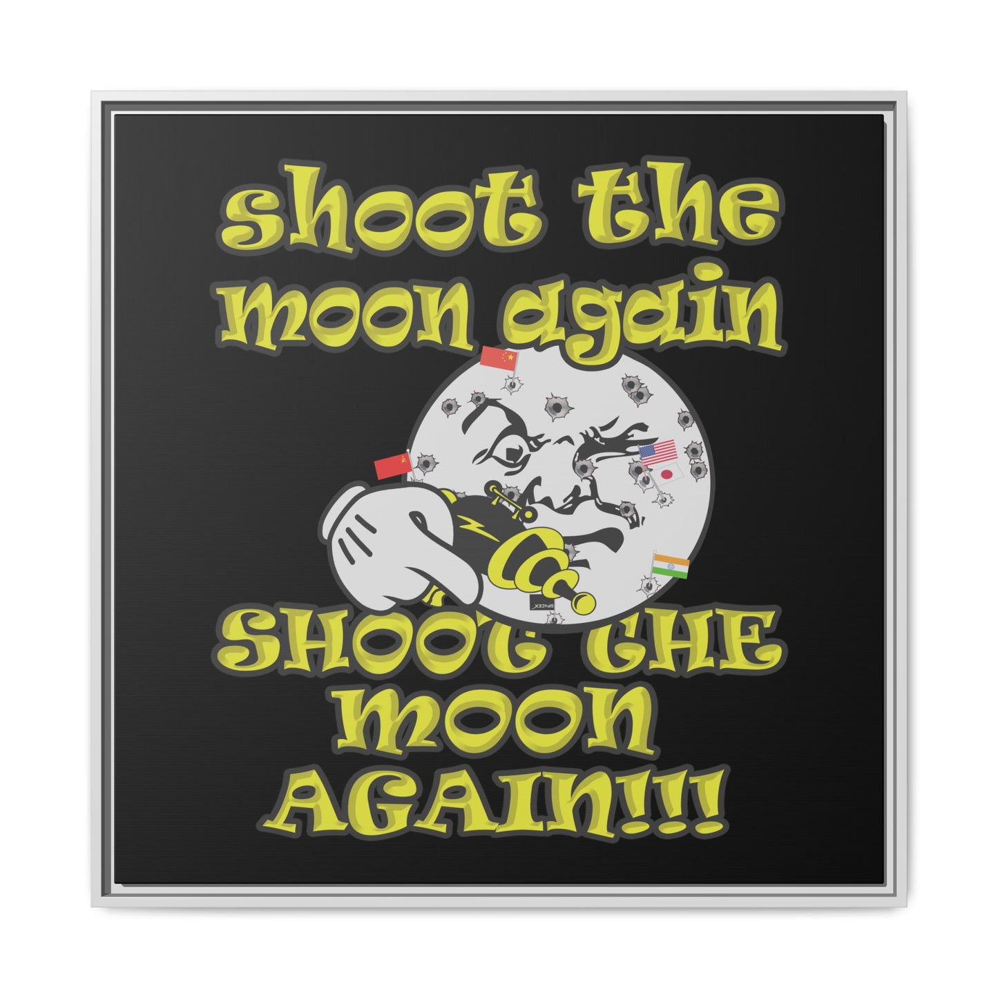shoot the moon again - framed canvas art (black)