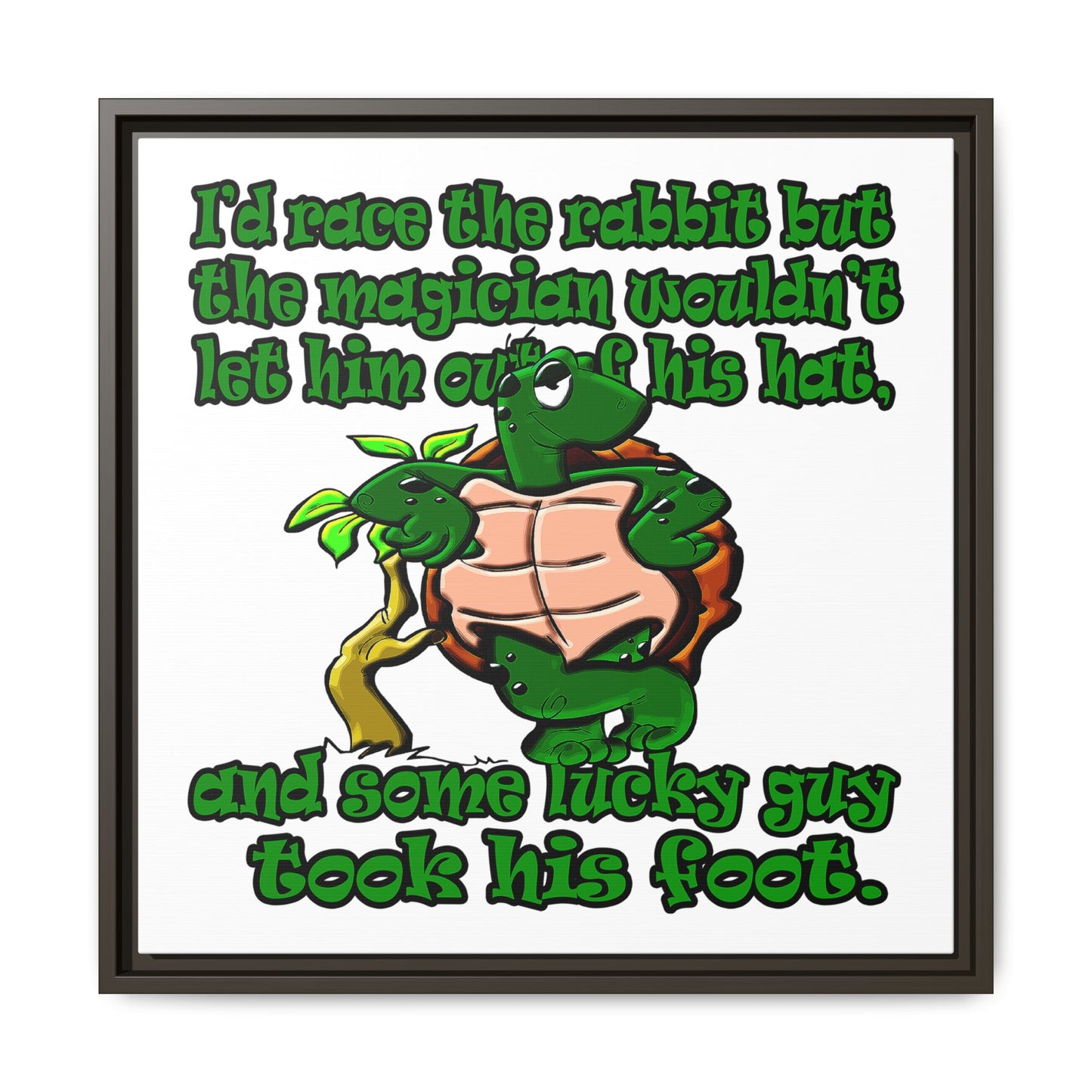 turtle race - framed canvas art (white)