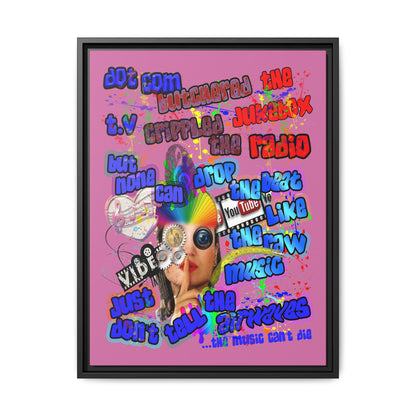 drop the beat - framed canvas art (light pink)