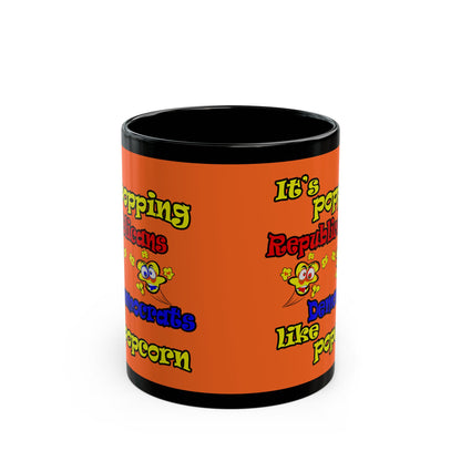 popping like popcorn - Black Mug (orange)