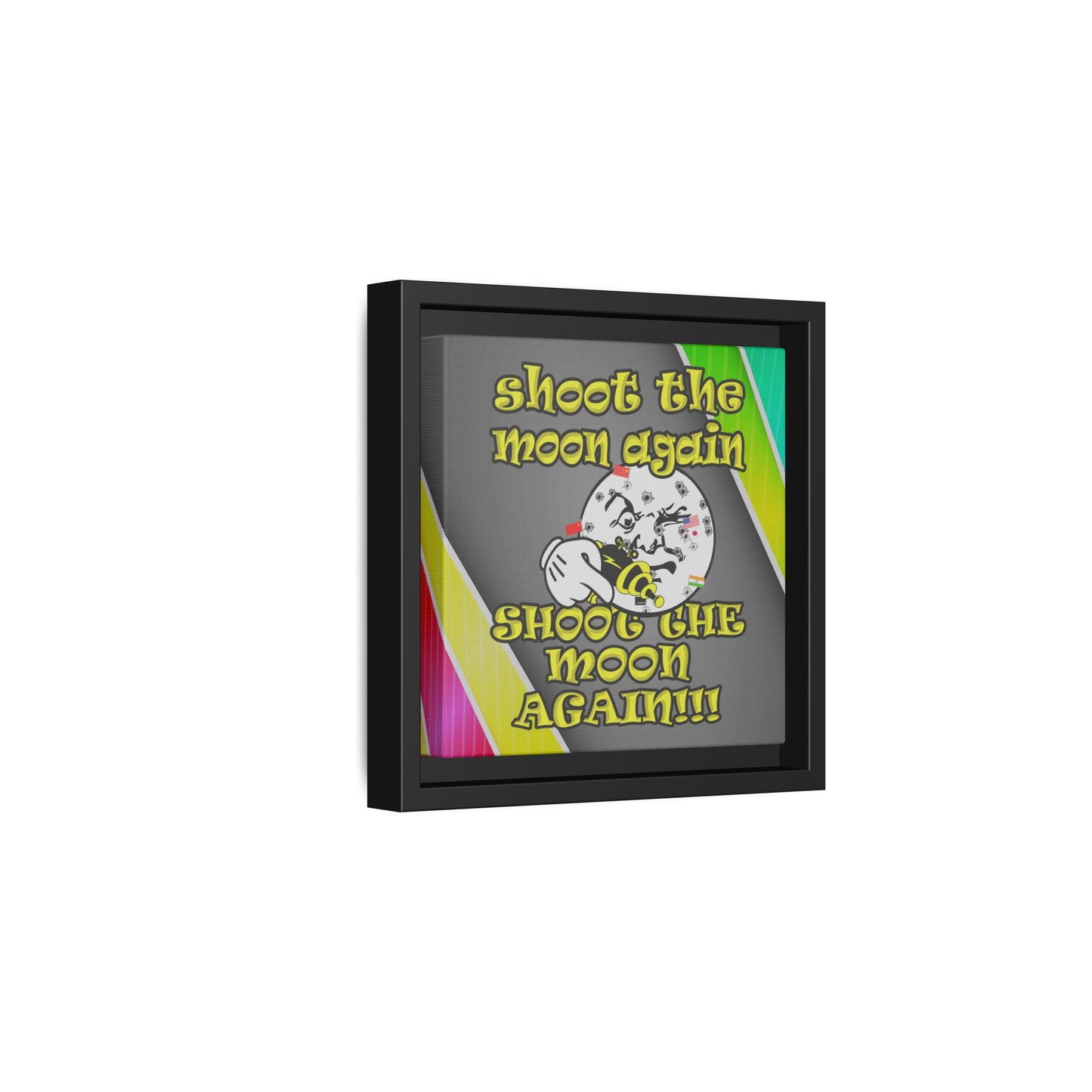 shoot the moon again - framed canvas art (rainbow split)