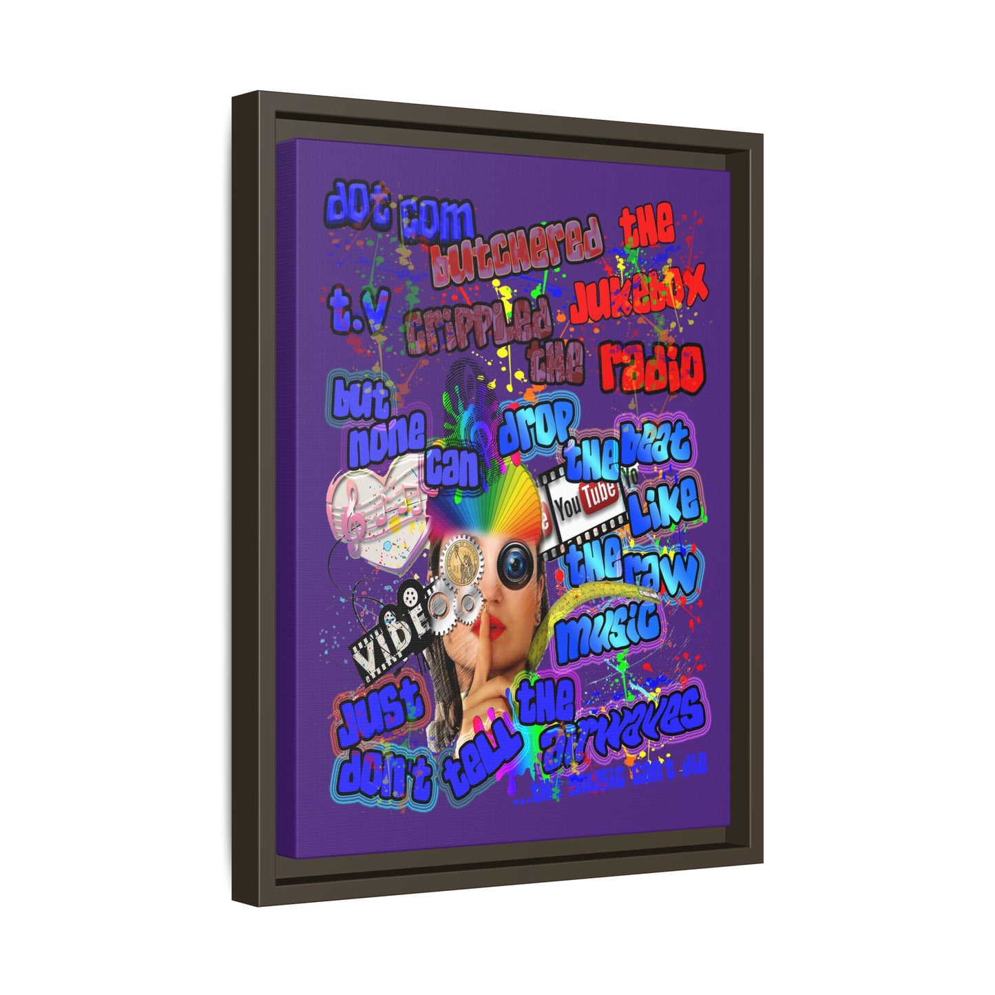 drop the beat - framed canvas art (purple)