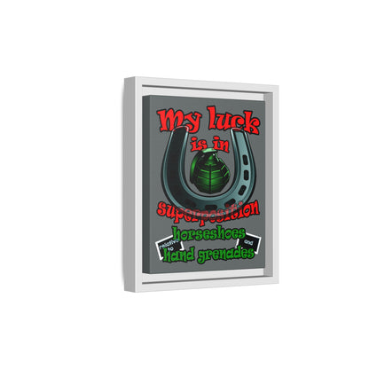 my luck - framed canvas art (dark grey)