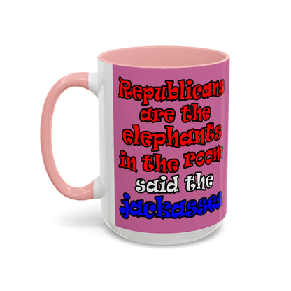 donkeys and elephants - Accent Mug (light pink)