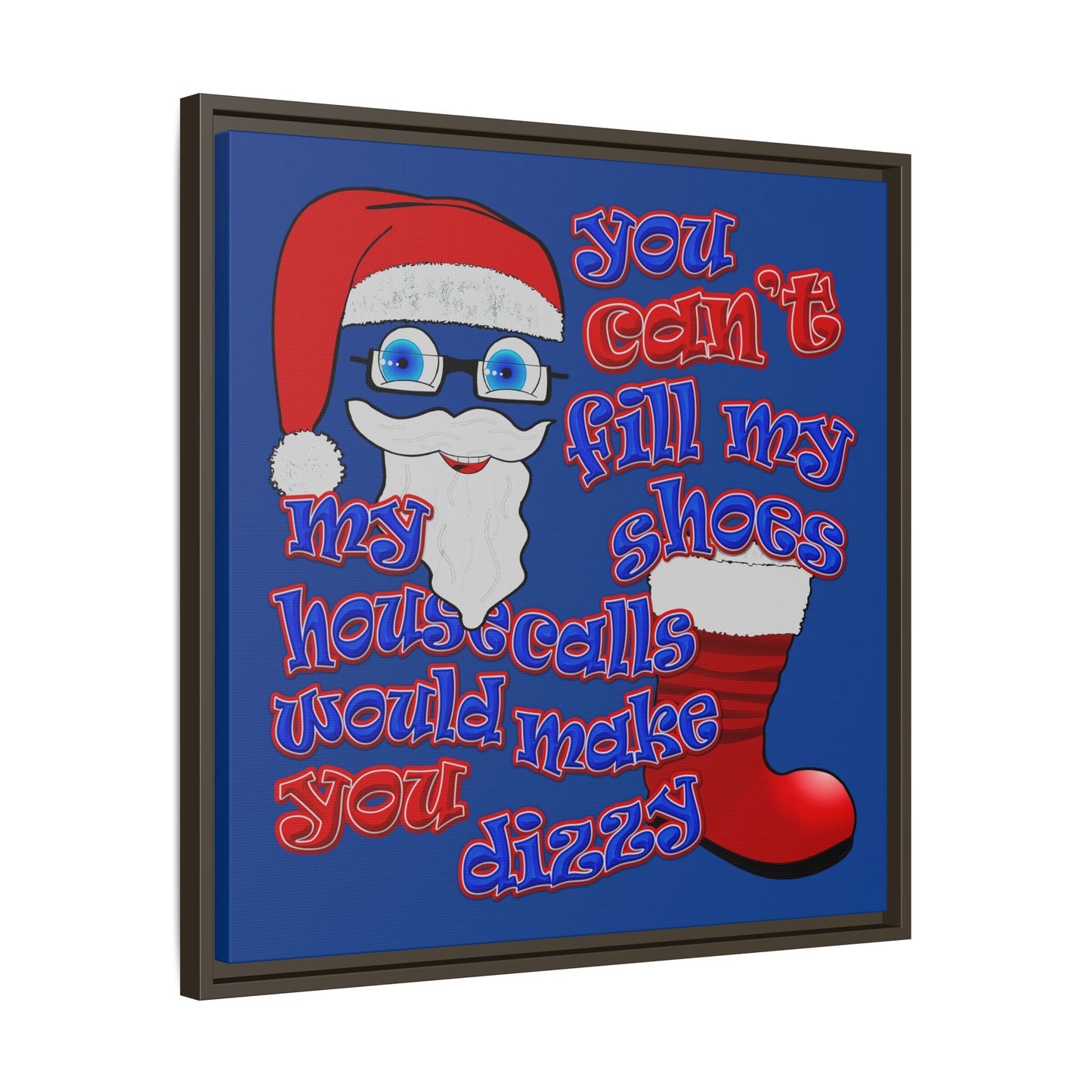 santa's shoes - framed canvas art (dark blue)