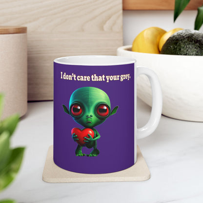 I don't care that your grey - White Mug (purple)