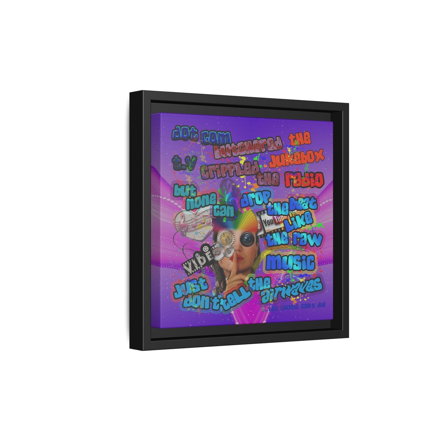 drop the beat - framed canvas art (purple-pink wave)