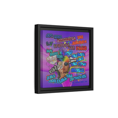 drop the beat - framed canvas art (purple-pink wave)