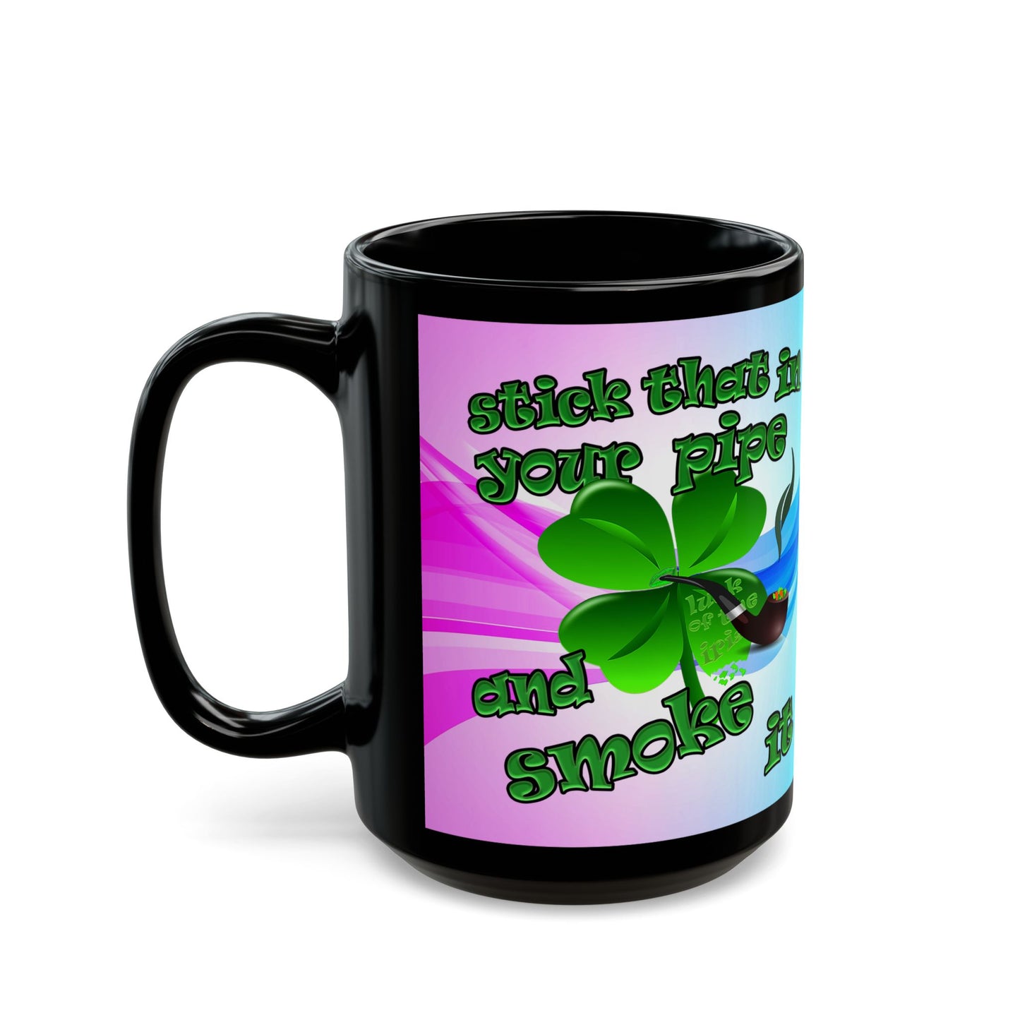 celtics logo - Black Mug (light blue-pink wave)